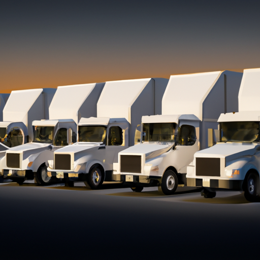 תמונה המתארת צי משאיות משלוחים מוכנות למשלוח.